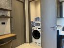 Compact laundry space with washer and dryer