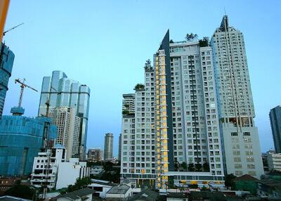 Skyline view of modern high-rise buildings with residential and commercial structures