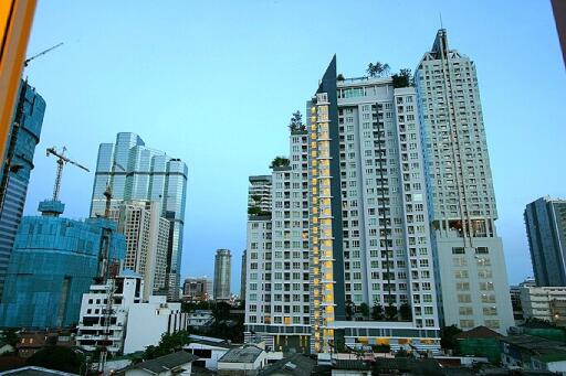 Skyline view of modern high-rise buildings with residential and commercial structures