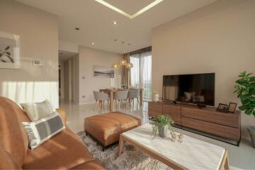 Modern living room with natural light and contemporary decor