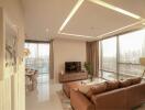 Modern living room with a view and contemporary furnishings