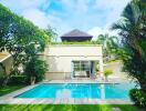 Outdoor swimming pool with garden