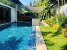 Outdoor area with pool and garden