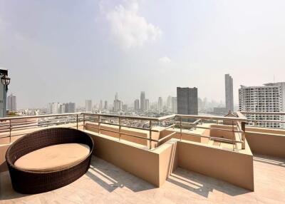 Rooftop with city skyline view