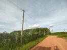 Rural area with dirt road and power lines