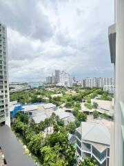 Balcony view overlooking urban landscape