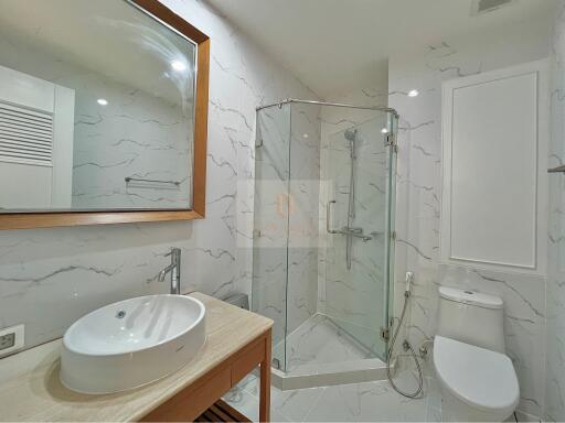 Modern bathroom with glass shower