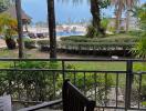 Patio view with garden and pool