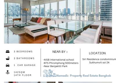 Spacious condo for rent in Bangkok with modern furnishings and large windows offering a city view.