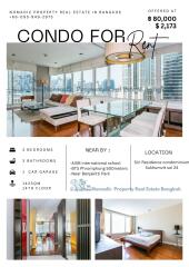 Spacious condo for rent in Bangkok with modern furnishings and large windows offering a city view.