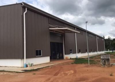 Exterior view of a large industrial warehouse building