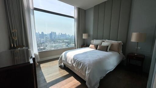 Modern bedroom with city view