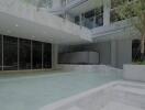 Outdoor swimming pool in modern residential building