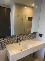 modern bathroom with sink and mirror