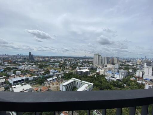 City skyline view from a balcony