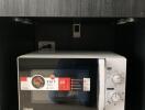 Microwave oven in kitchen