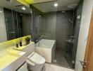 Modern bathroom with shower and bathtub