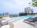 Rooftop pool area with modern city views