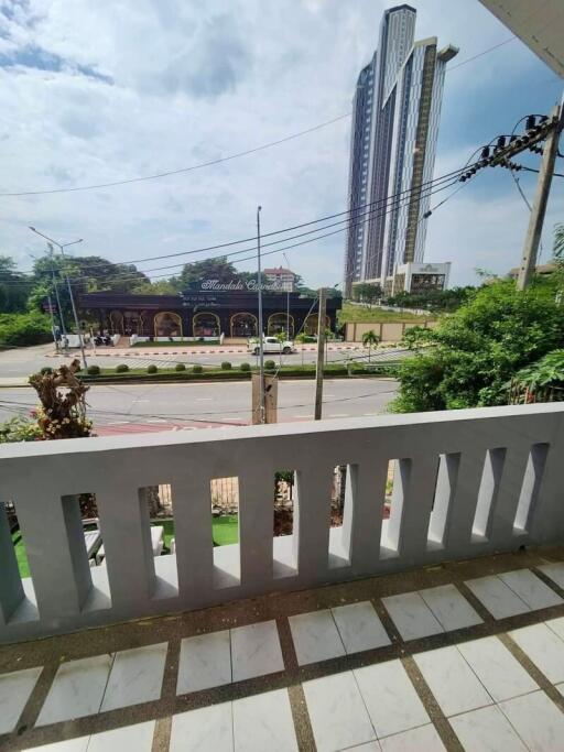 View from the balcony with a scenic background