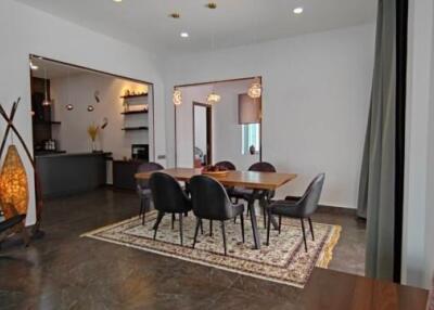 Dining area with modern furniture and decor