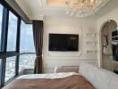 Luxurious bedroom with a stunning city view