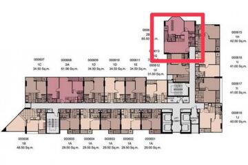 Floor plan of building with highlighted unit