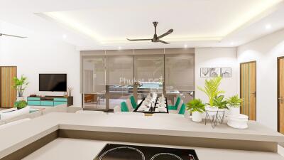 Modern open-plan living and dining space with contemporary decor