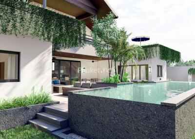 Modern house with pool and patio