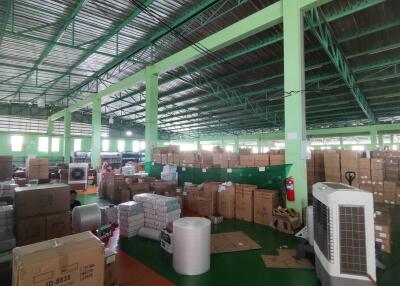 Spacious warehouse with storage boxes