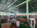 Spacious warehouse with storage boxes