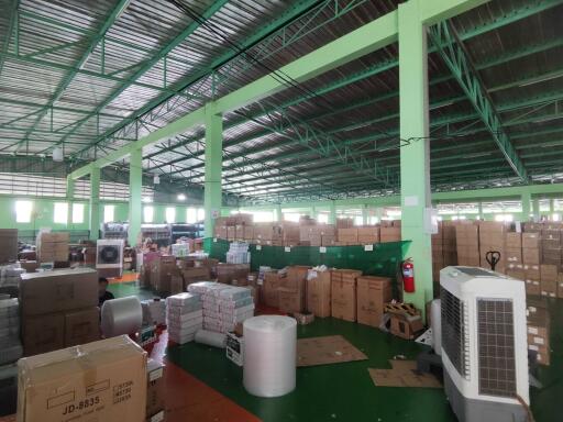 Spacious warehouse with storage boxes