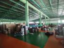 Interior view of a warehouse with boxes and shelves