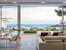 Modern living room with a view of the sea