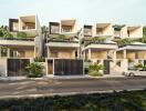 Modern multi-unit residential building with greenery