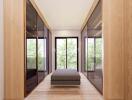 Spacious and modern walking closet with large windows