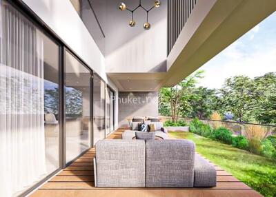 Modern outdoor living space with garden view