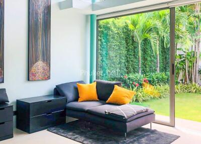 Modern living room with garden view