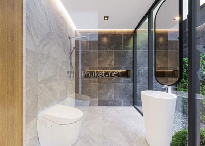 Modern bathroom with stylish decor