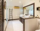 Modern bathroom with double sinks and contemporary decor