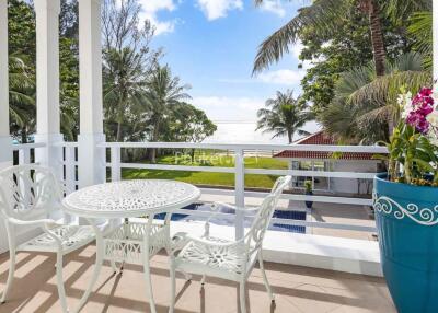 Balcony with outdoor furniture and ocean view