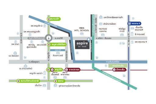 Map showing the location of Aspire property and nearby landmarks