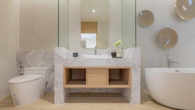 Modern bathroom with marble accents