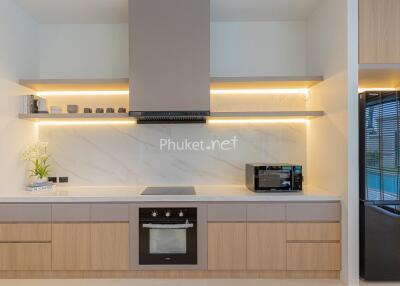 Modern Kitchen with Wooden Cabinets and Appliances