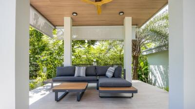Modern outdoor patio with seating area