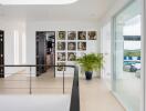 Modern living area with wall art and large windows