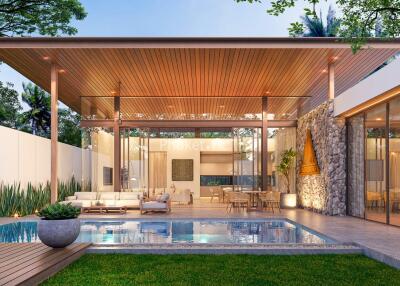 Modern outdoor pool area in a luxury home