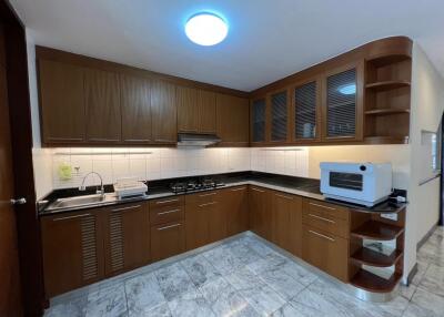 Well-furnished kitchen with modern appliances