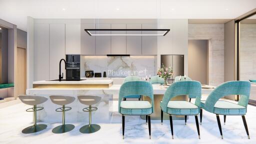 Modern kitchen with seating area