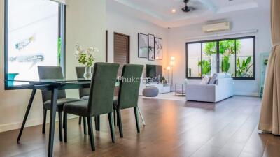 Spacious living and dining area with modern decor