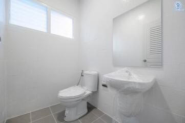 modern bathroom with toilet and sink